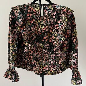 Zara floral poet blouse